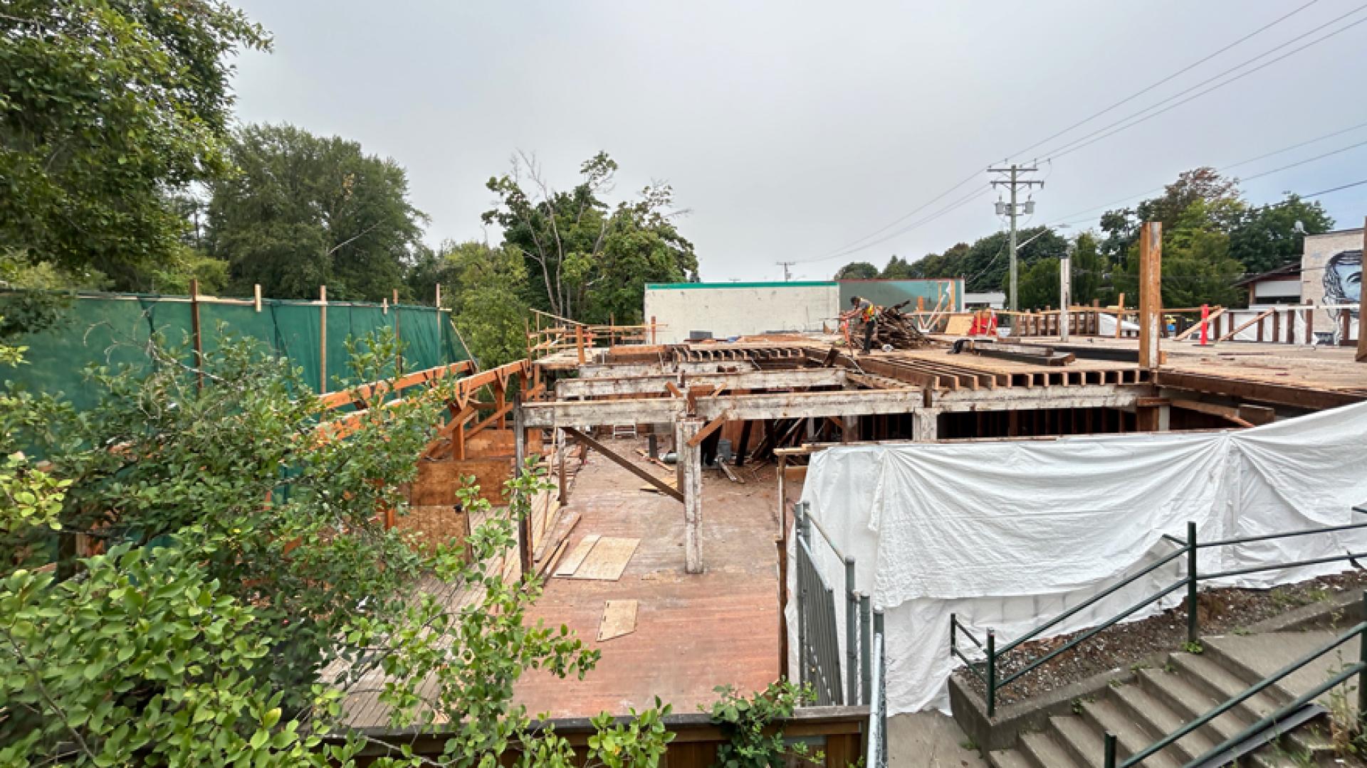 Demolition work for the Anderton wall project