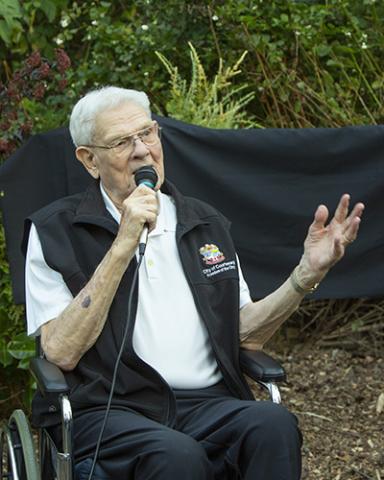 Lawrence Burns speaking at park opening