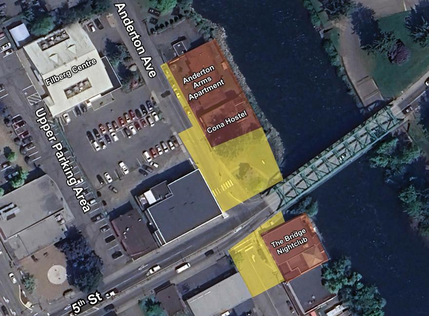 Map of Anderton Dike showing the three buildings that were demolished.