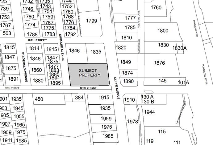 Subject property map: 1855 Cliffe Avenue