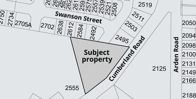 Subject property map: 2535 Cumberland Road