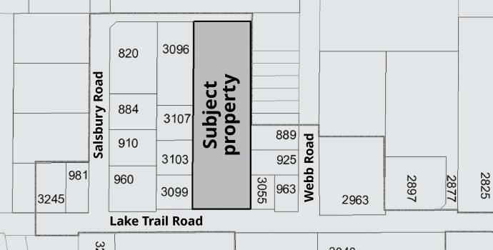 Subject property map: 3095 Lake Trail Road